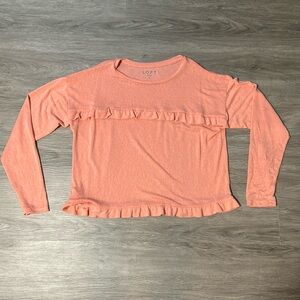 LOFT Cropped Ruffle Long Sleeve